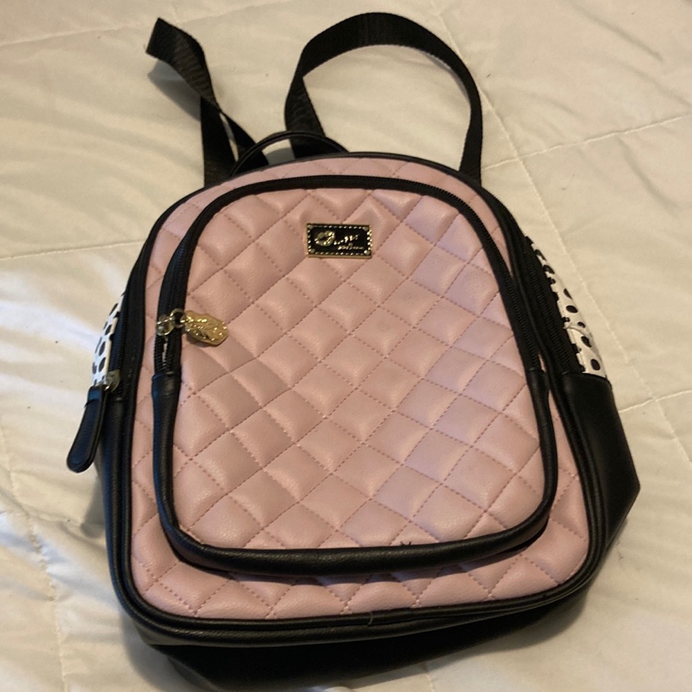 Betsey Johnson Pink and Black Quilted Backpack